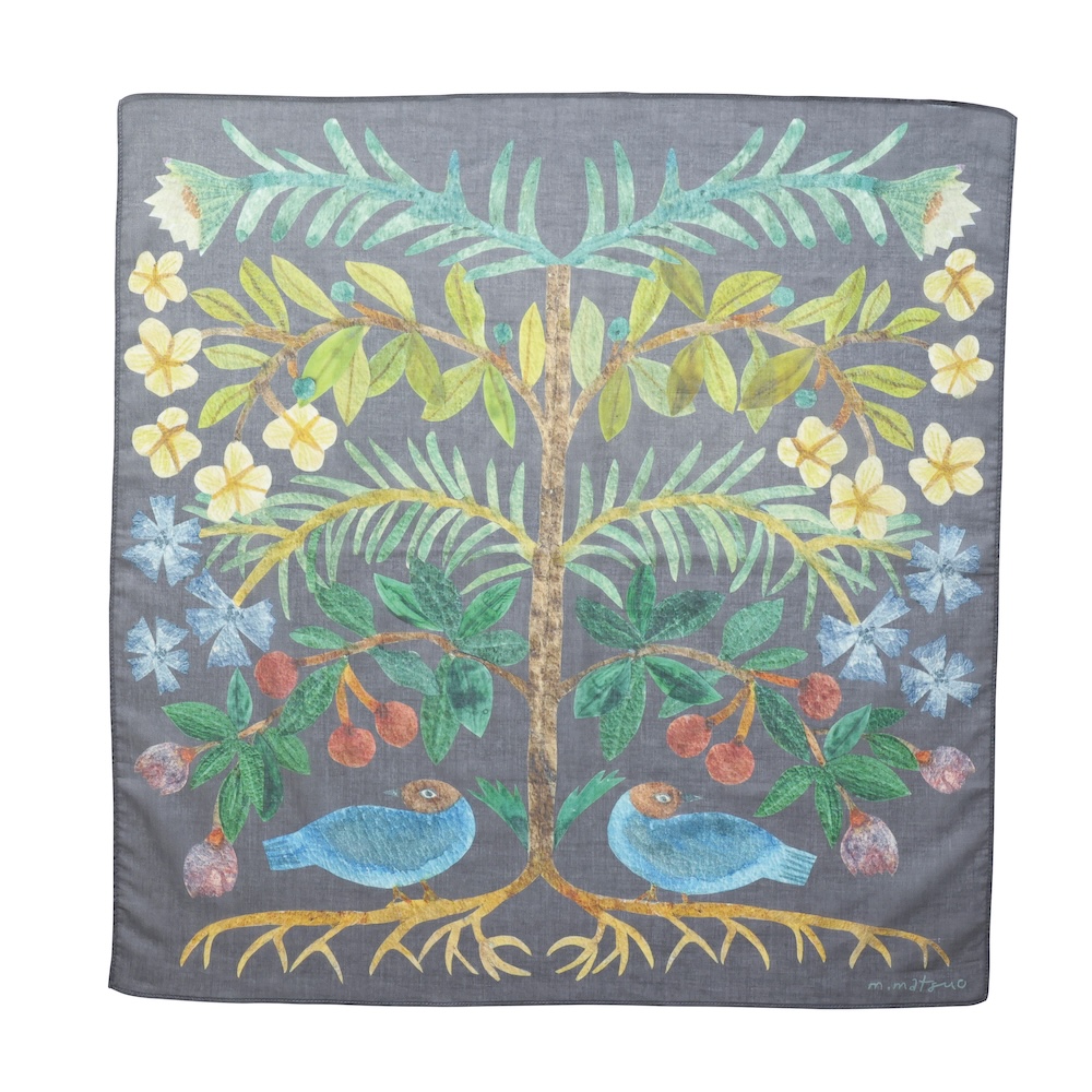 Matsuo Miyuki Handkerchief Two birds