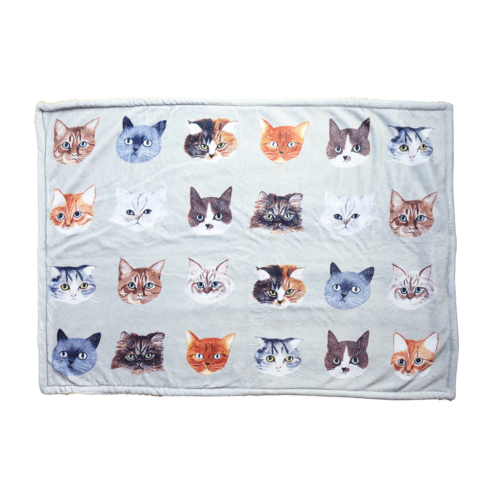 Matsuo Miyuki Boa Blanket Cat Face-DGY