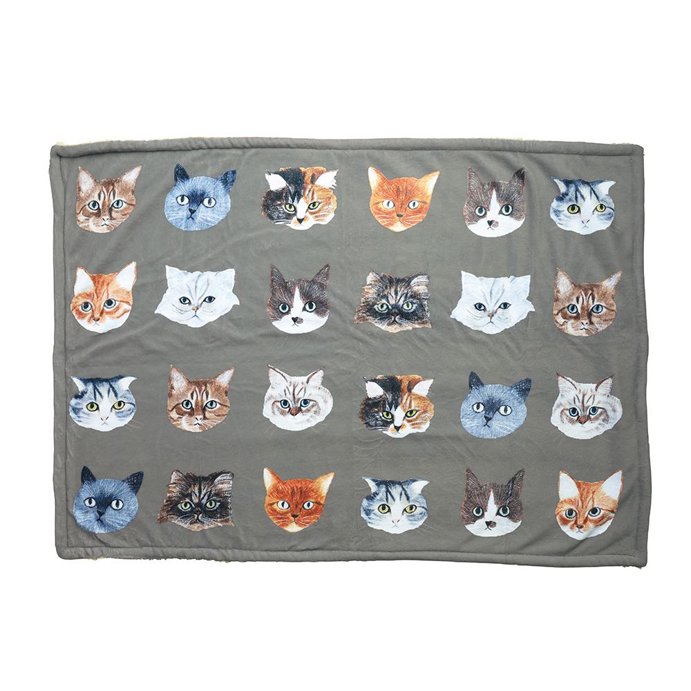 Matsuo Miyuki Boa Blanket Cat Face-DGY