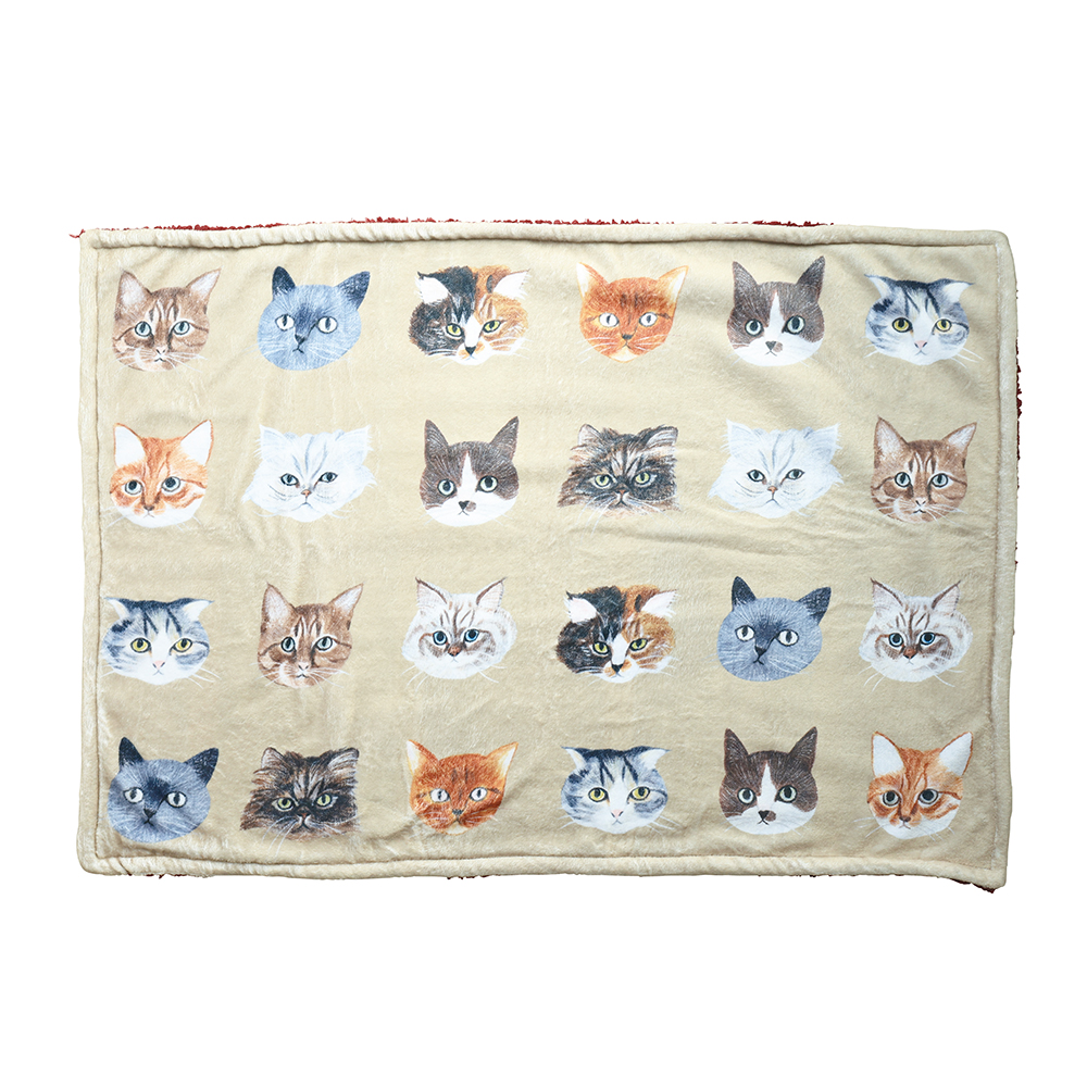 Matsuo Miyuki Boa Blanket Cat Face-BE