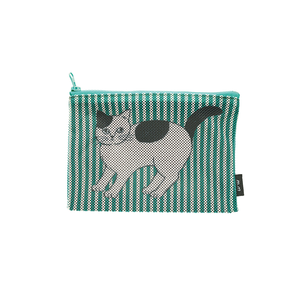 Matsuo Miyuki Stripe Mesh flat pouch Pumpkin