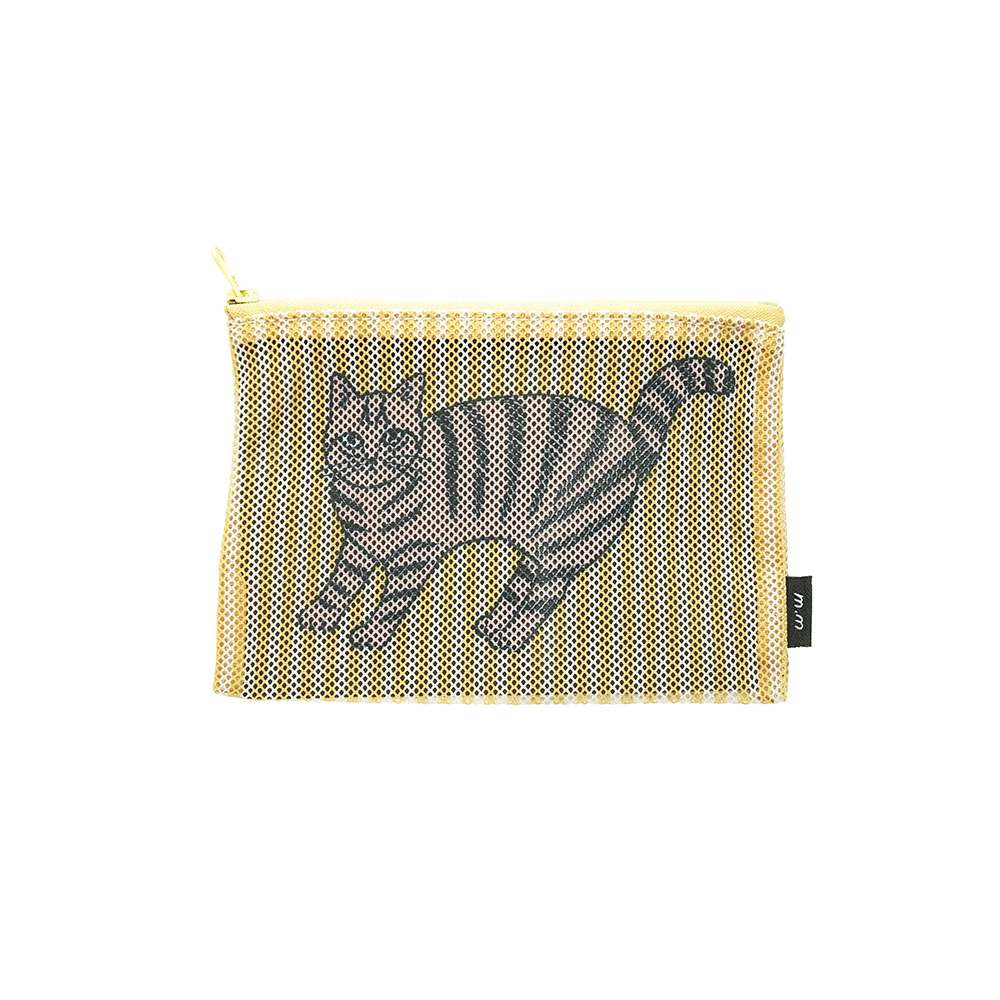 Matsuo Miyuki Stripe Mesh flat pouch Noisettes