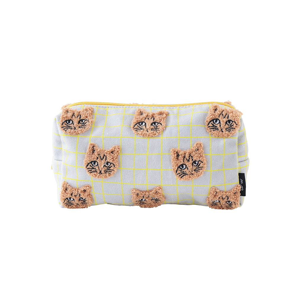 Matsuo Miyuki Moco check Box pouch Noisettes