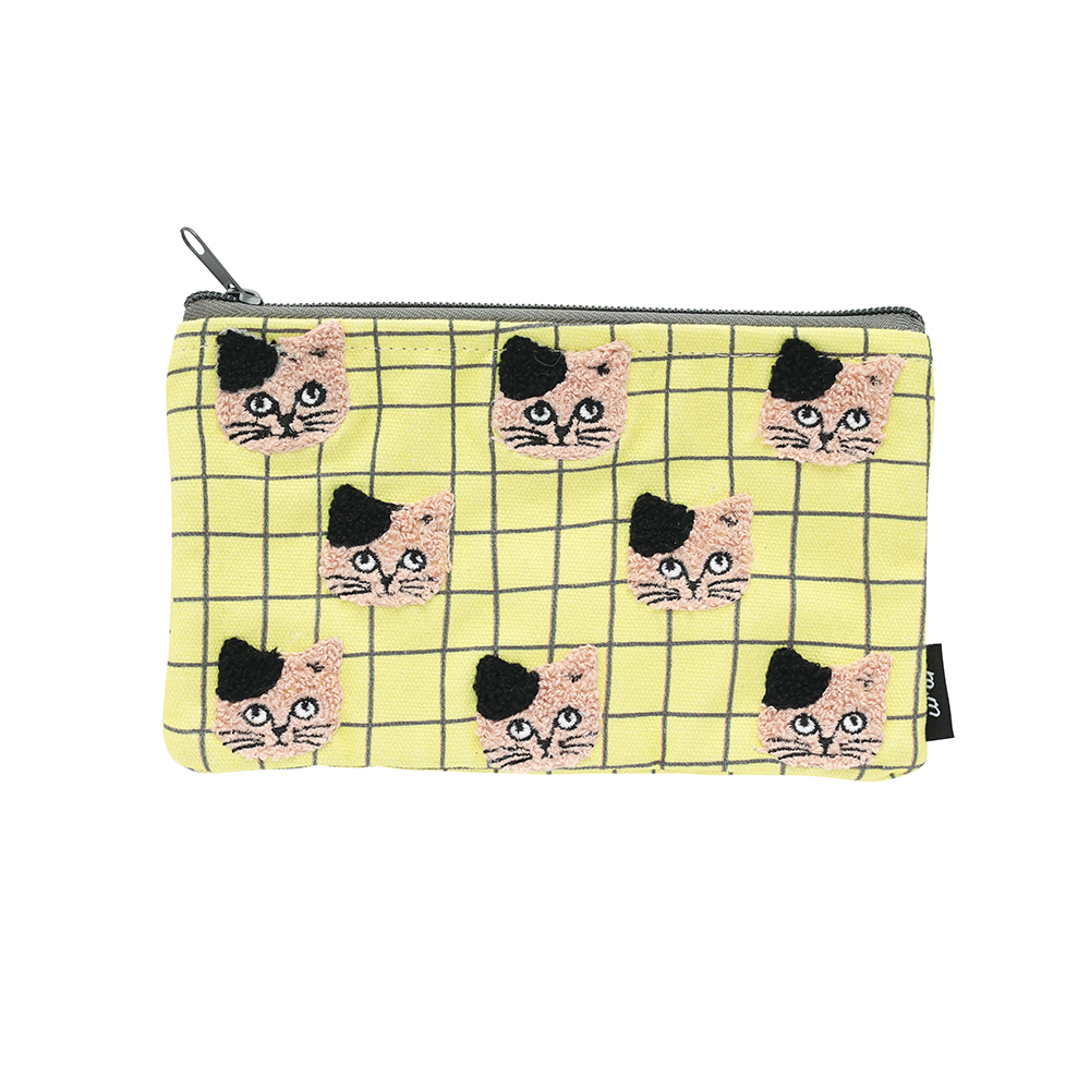 Matsuo Miyuki Moco check Flat pouch Pumpkin