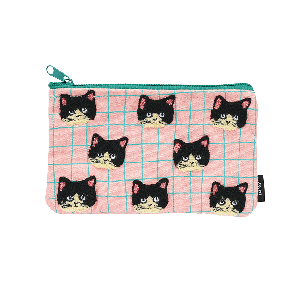 Matsuo Miyuki Moco check Flat pouch Pepper