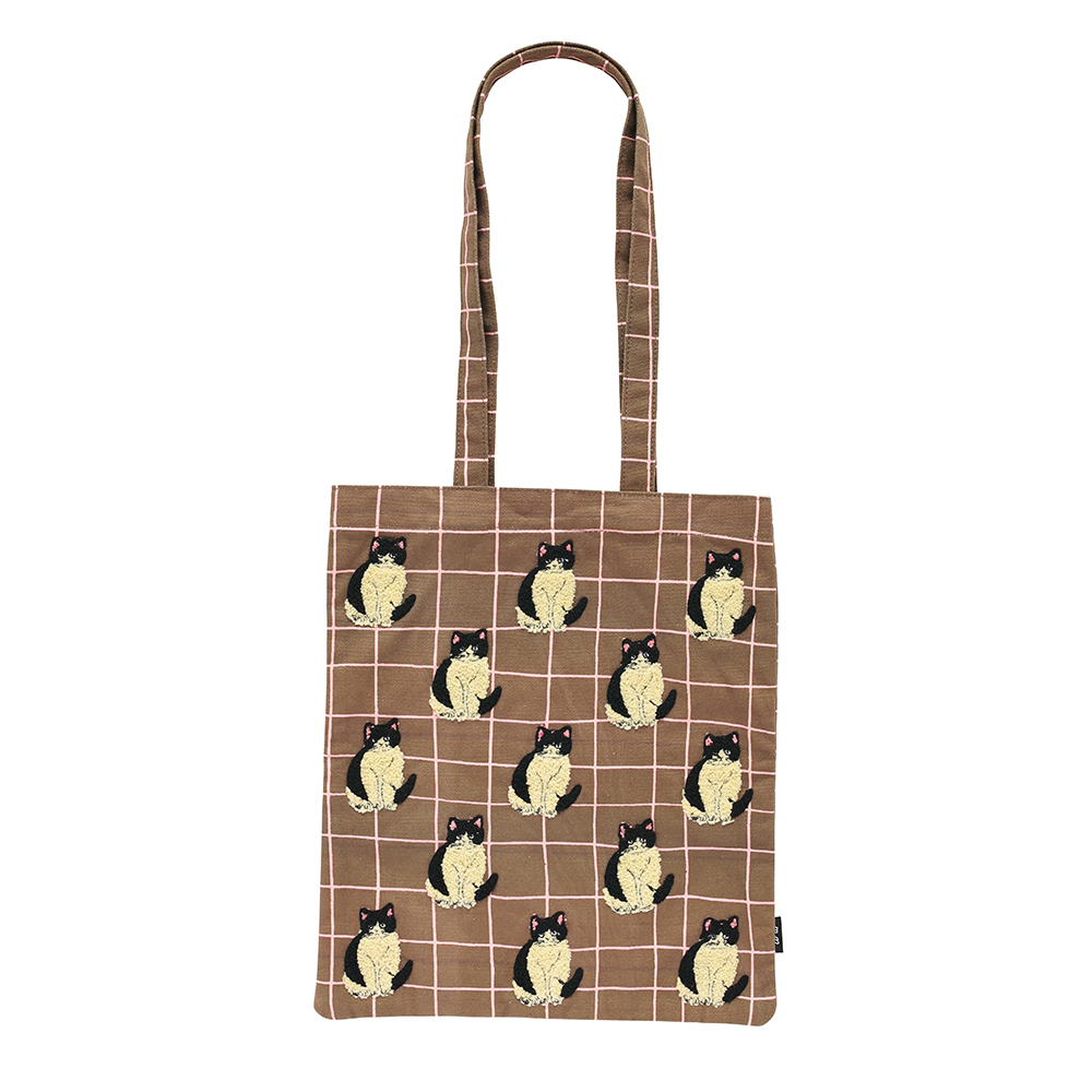 Matsuo Miyuki Moco check Rectangle tote Pepper