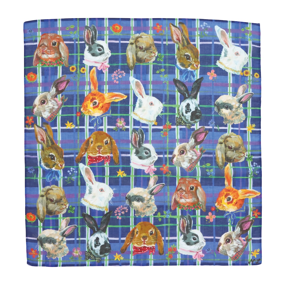 Nathalie Lete Handkerchief Rabbits-BL