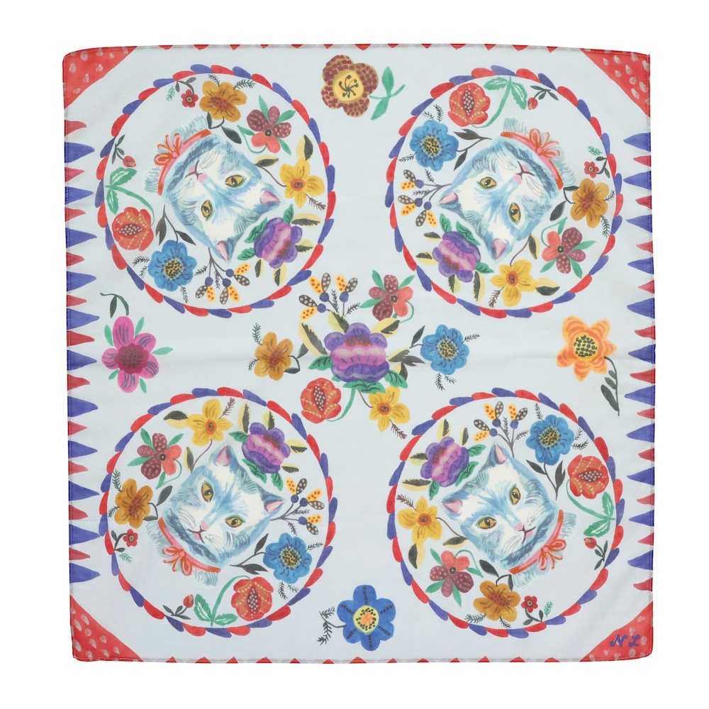 Nathalie Lete Handkerchief Blue cat