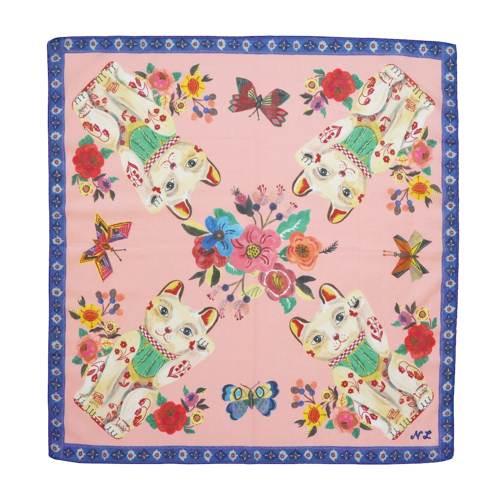 Nathalie Lete Handkerchief Lucky cat