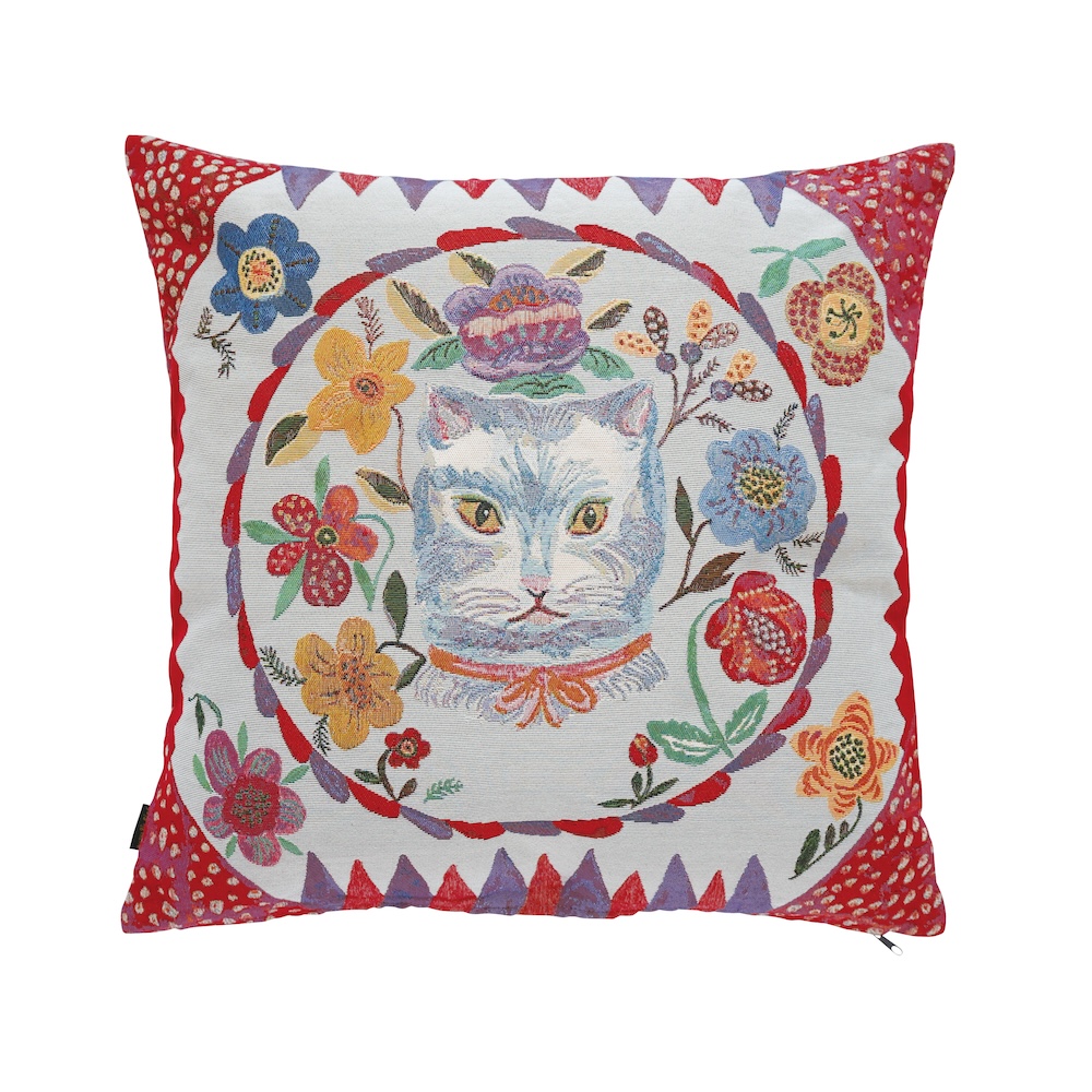 Nathalie Lete Cushion cover Blue cat