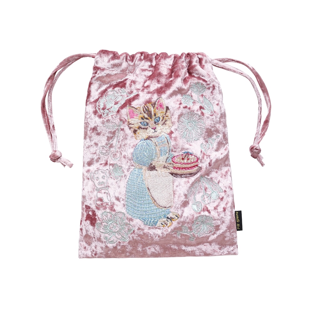 Nathalie Lete Velour Drawstring pouch Blue eye