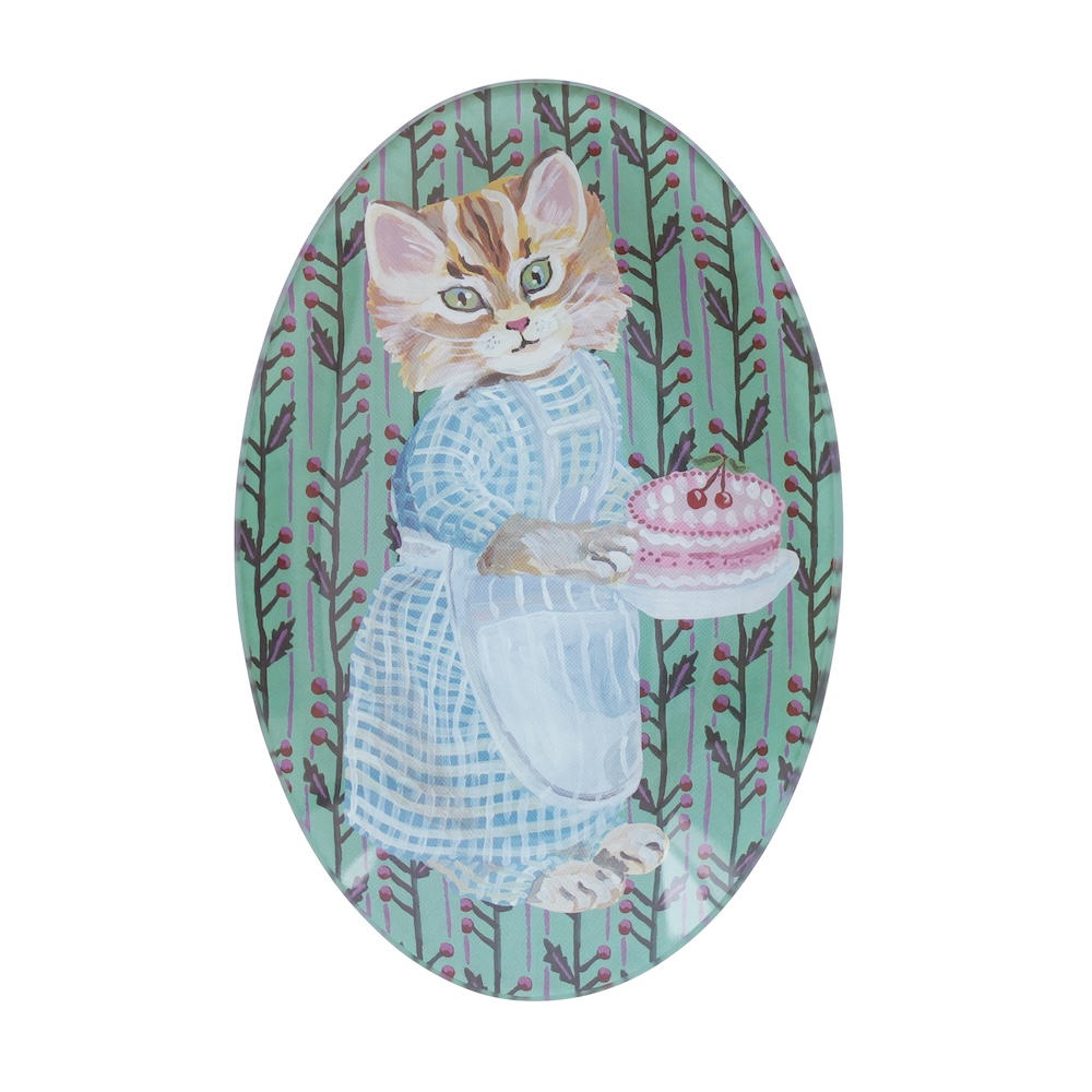 Nathalie Lete Glass Oval plate Blue eye