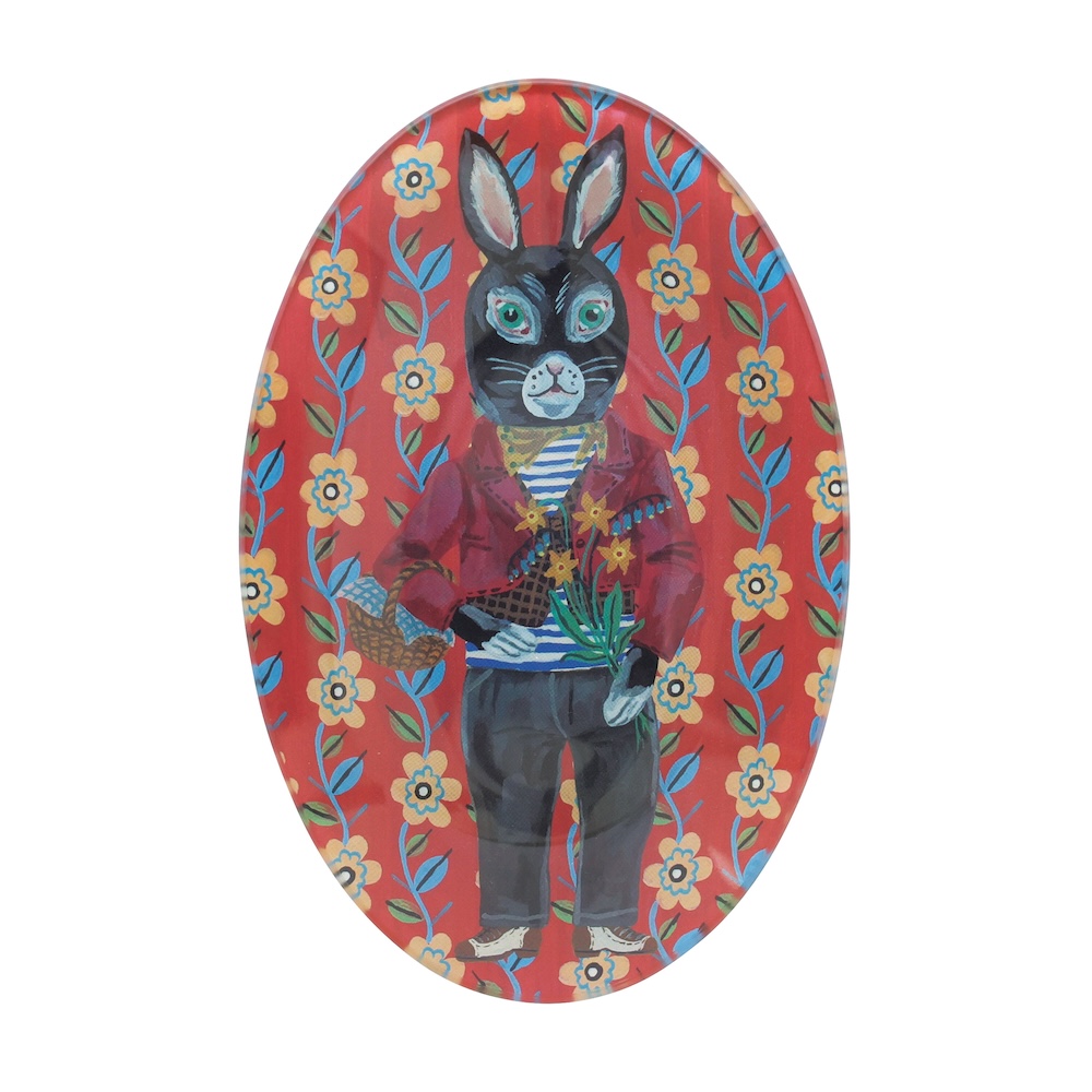 Nathalie Lete Glass Oval plate REGLISSE