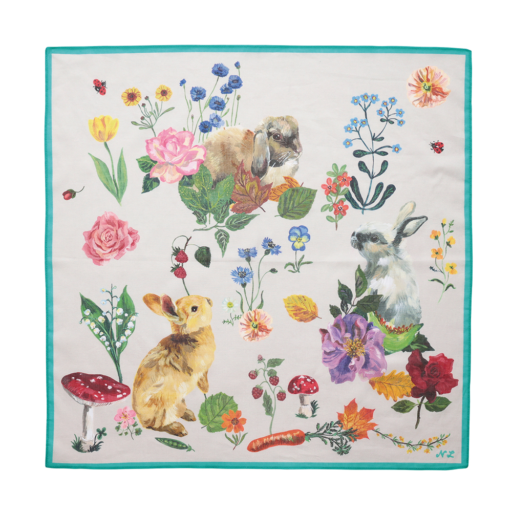 Nathalie Lete Handkerchief Rabbits-Ivory