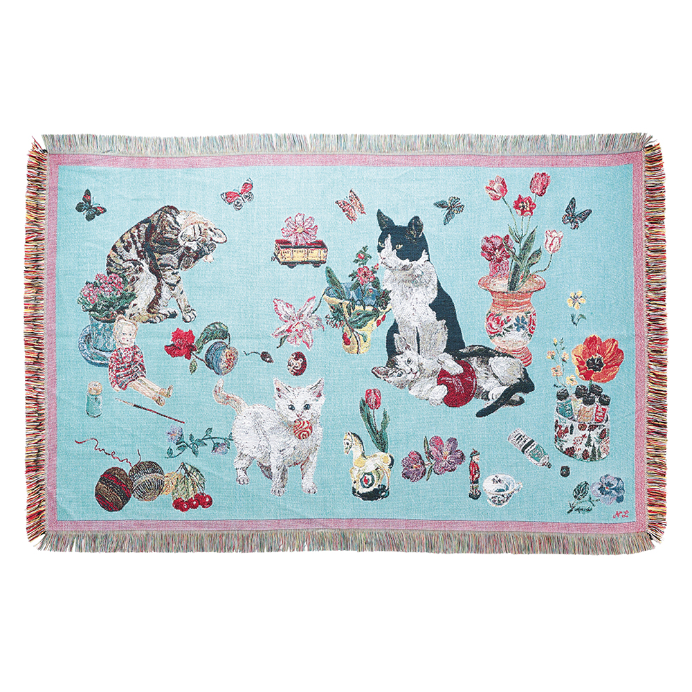 Nathalie Lete Tapestry Rug Cats-Mint green
