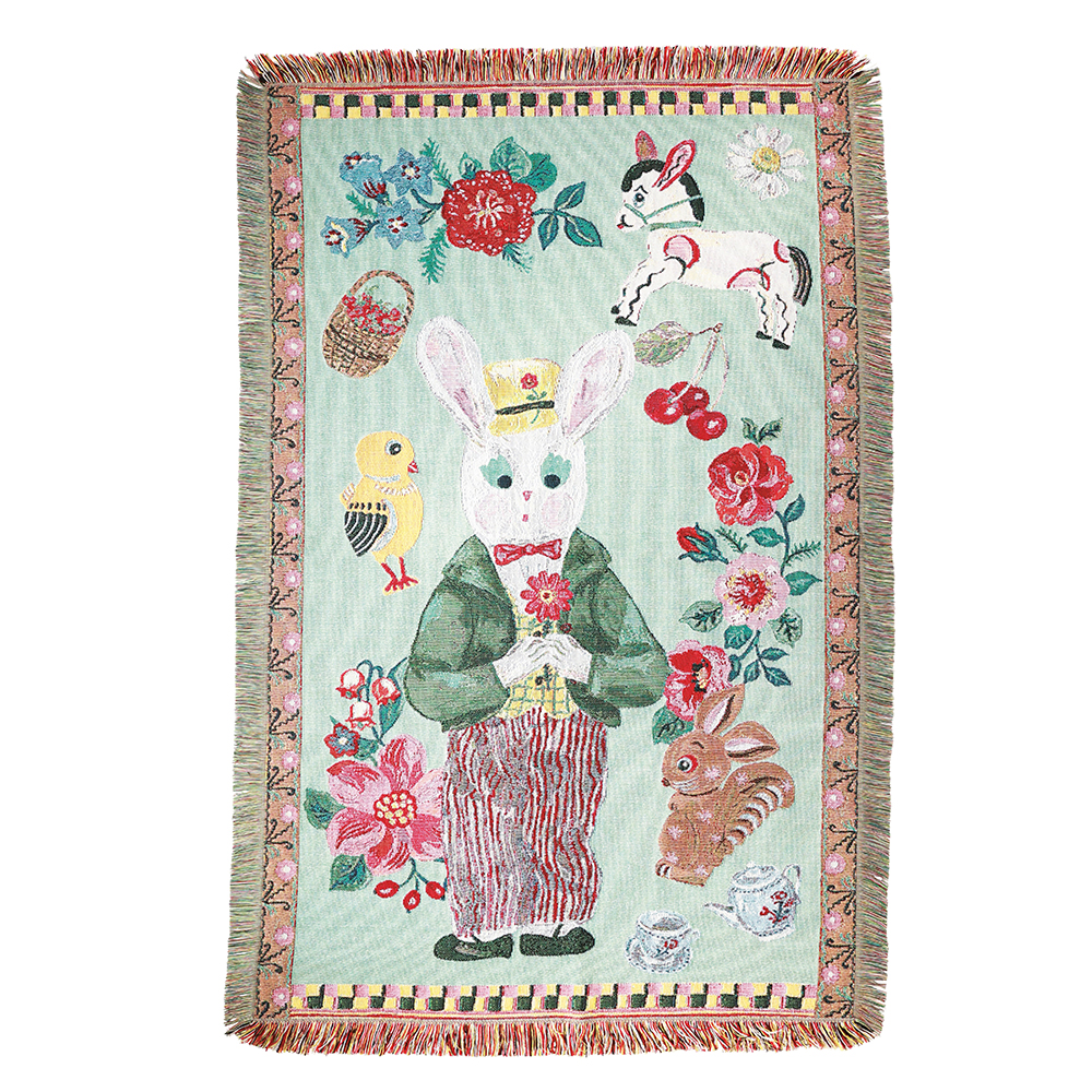 Nathalie Lete Tapestry Rug Gardener rabbit