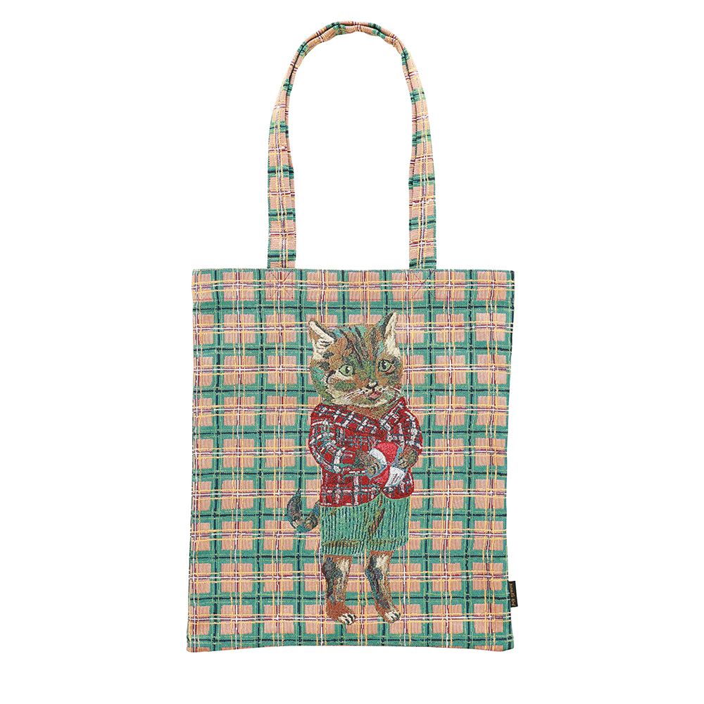 Nathalie Lete Rectangle tote Check×Tabby cat