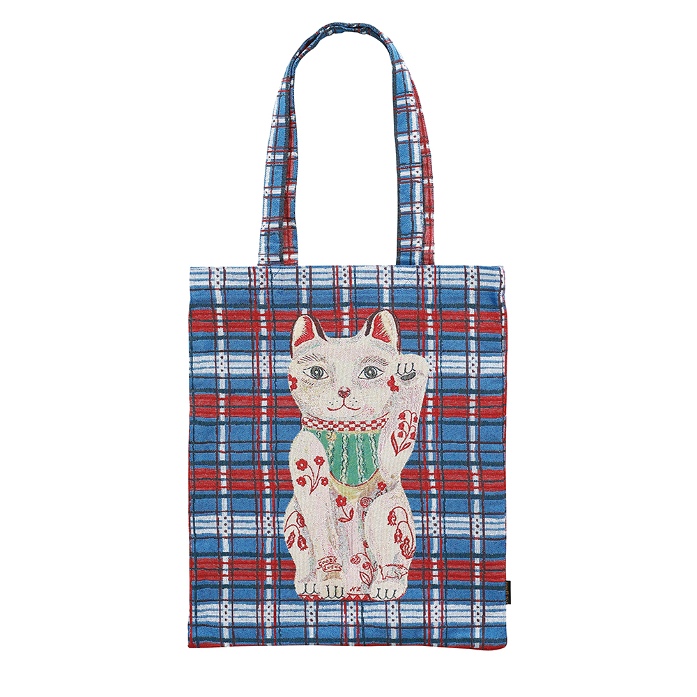 Nathalie Lete Rectangle tote Check×Lucky cat