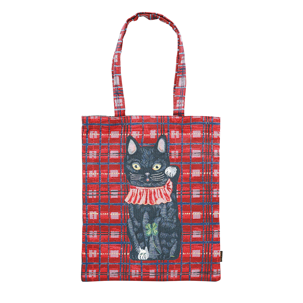 Nathalie Lete Rectangle tote Check×Lucky cat BK