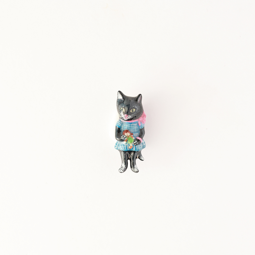 Nathalie Lete Brooch Black cat-dress
