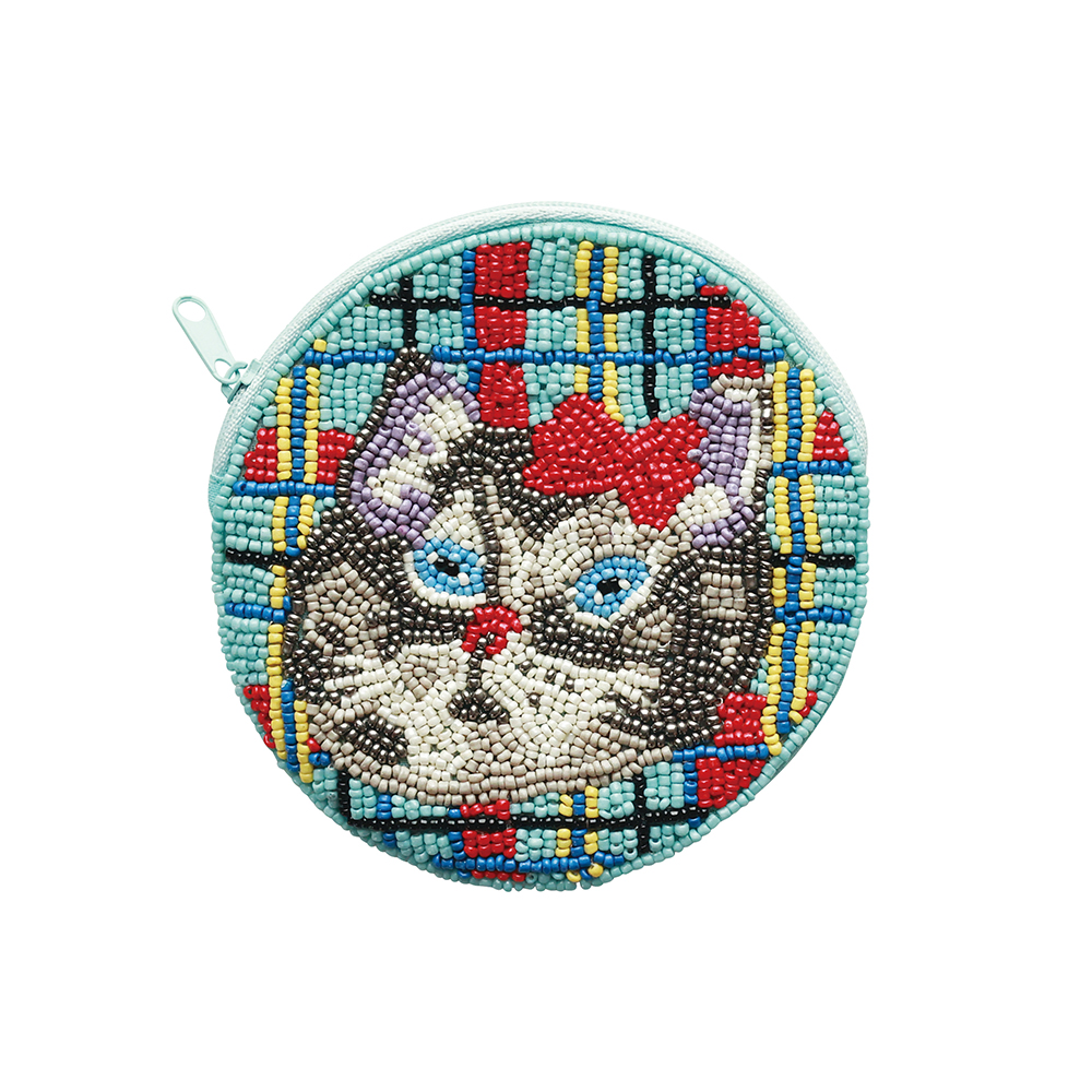Nathalie Lete Beads pouch Gray cat