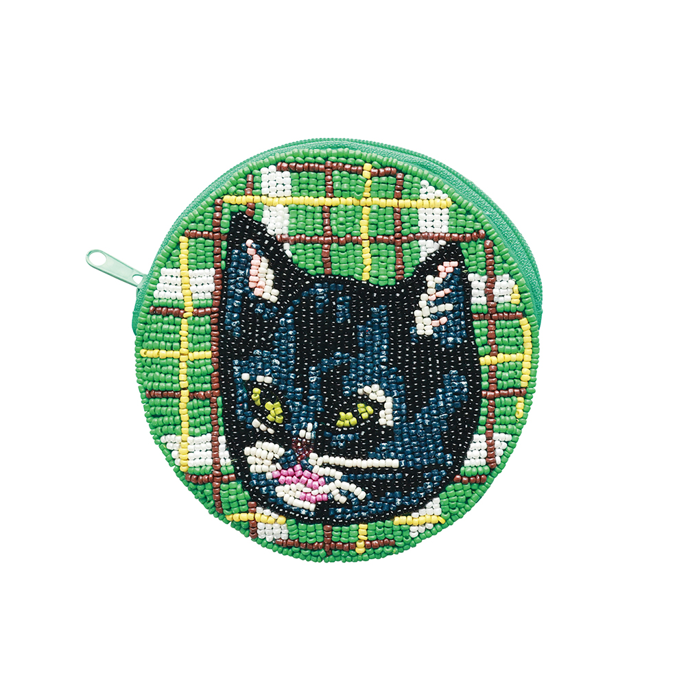 Nathalie Lete Beads pouch Black cat
