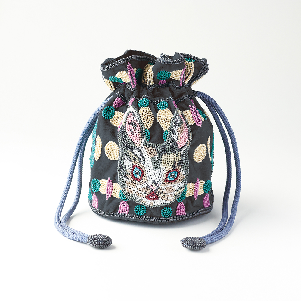 Nathalie Lete Beaded Drawstring Bag Blanche