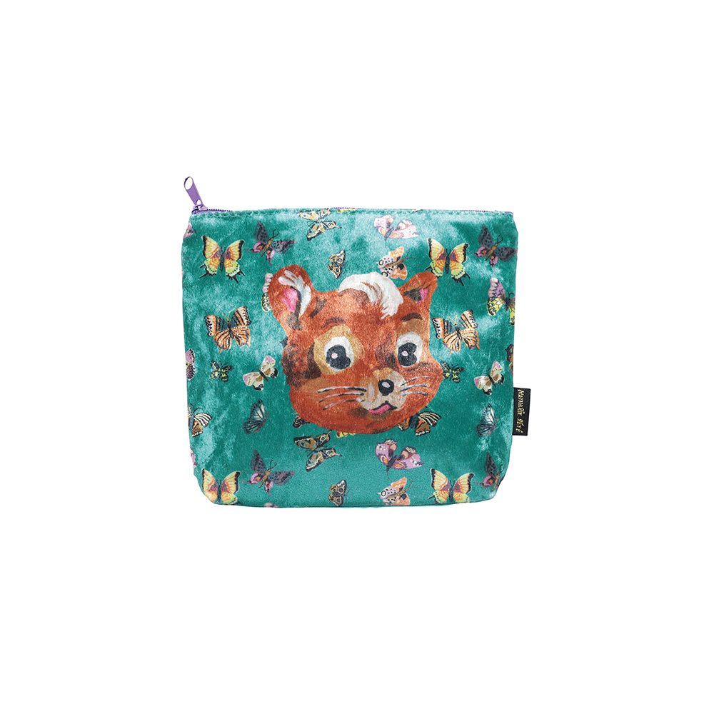 Nathalie Lete Face Velour pouch Squirrel