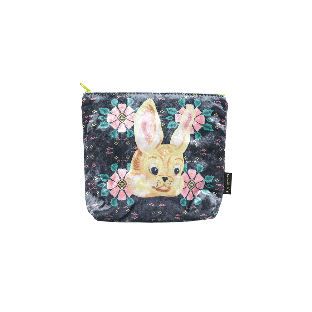 Nathalie Lete Face Velour pouch Rabbit