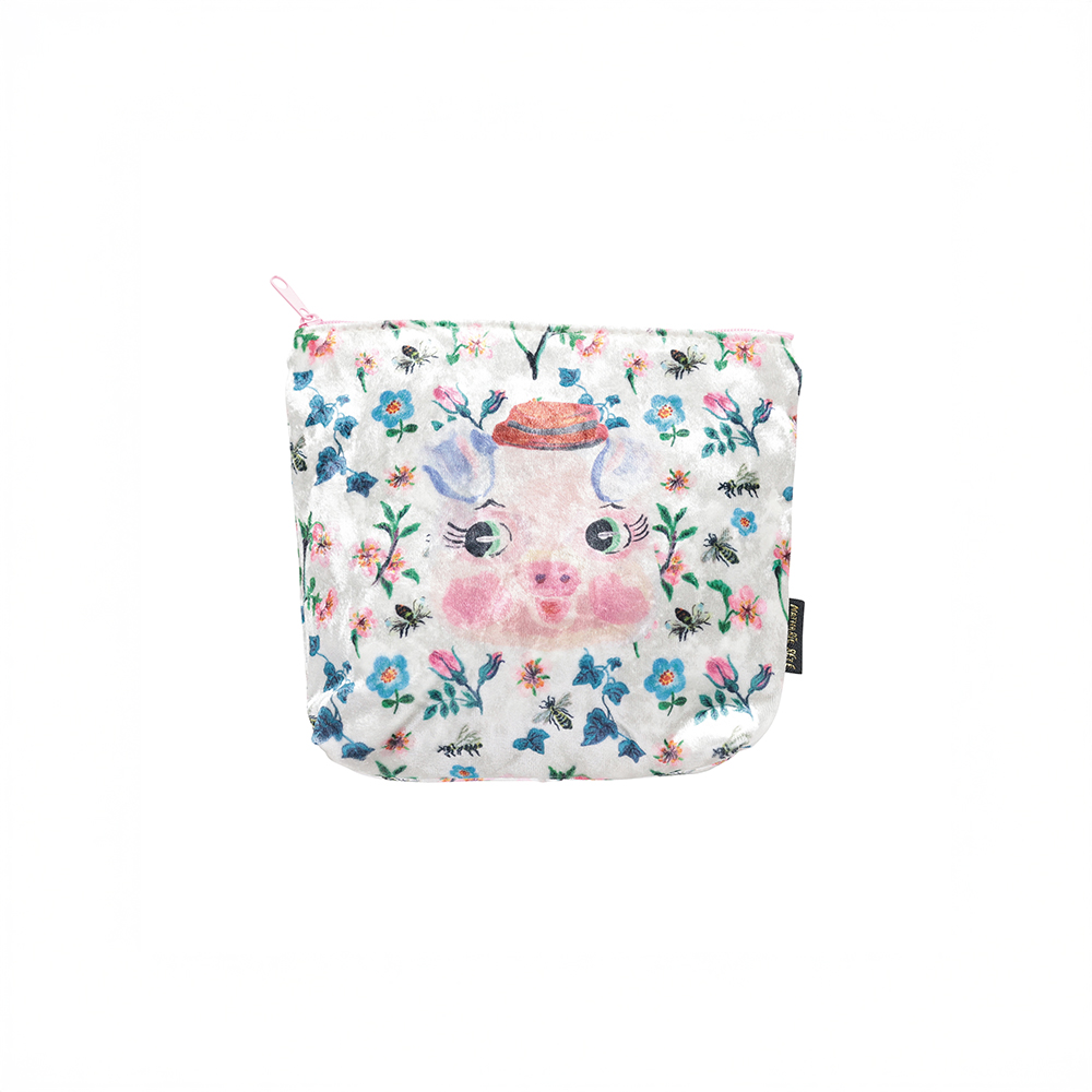 Nathalie Lete Face Velour pouch Pig