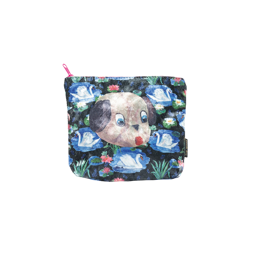 Nathalie Lete Face Velour pouch Dog-toy