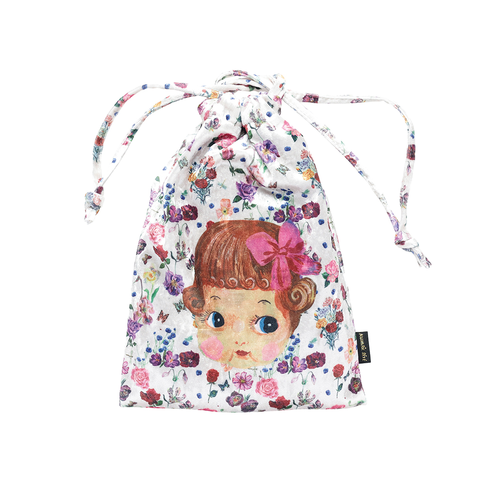 Nathalie Lete Face Velour Drawstring pouch Girl