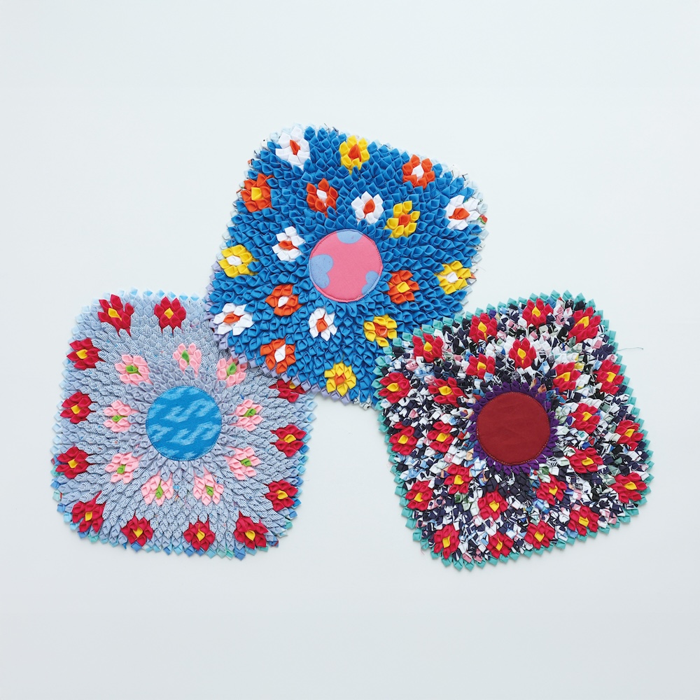 Recycle mat Square-S Mini Flower asst