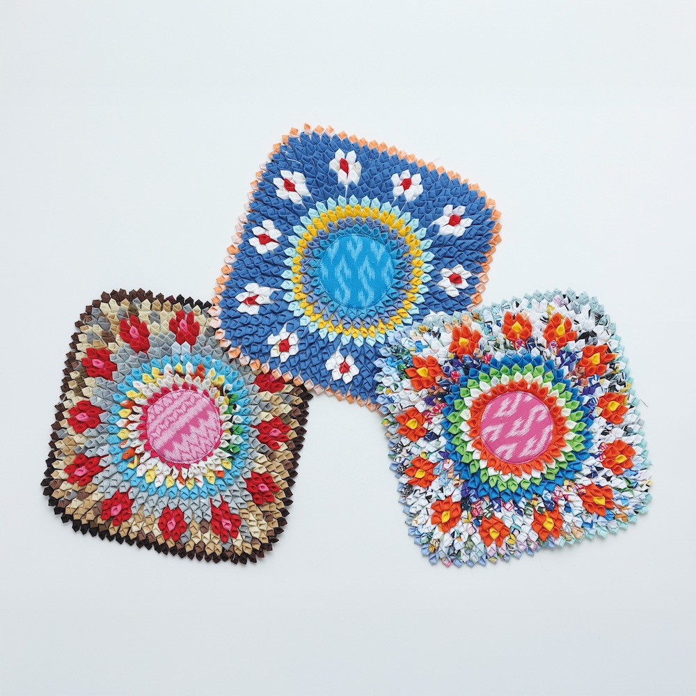 Recycle mat Square-S Big Flower asst