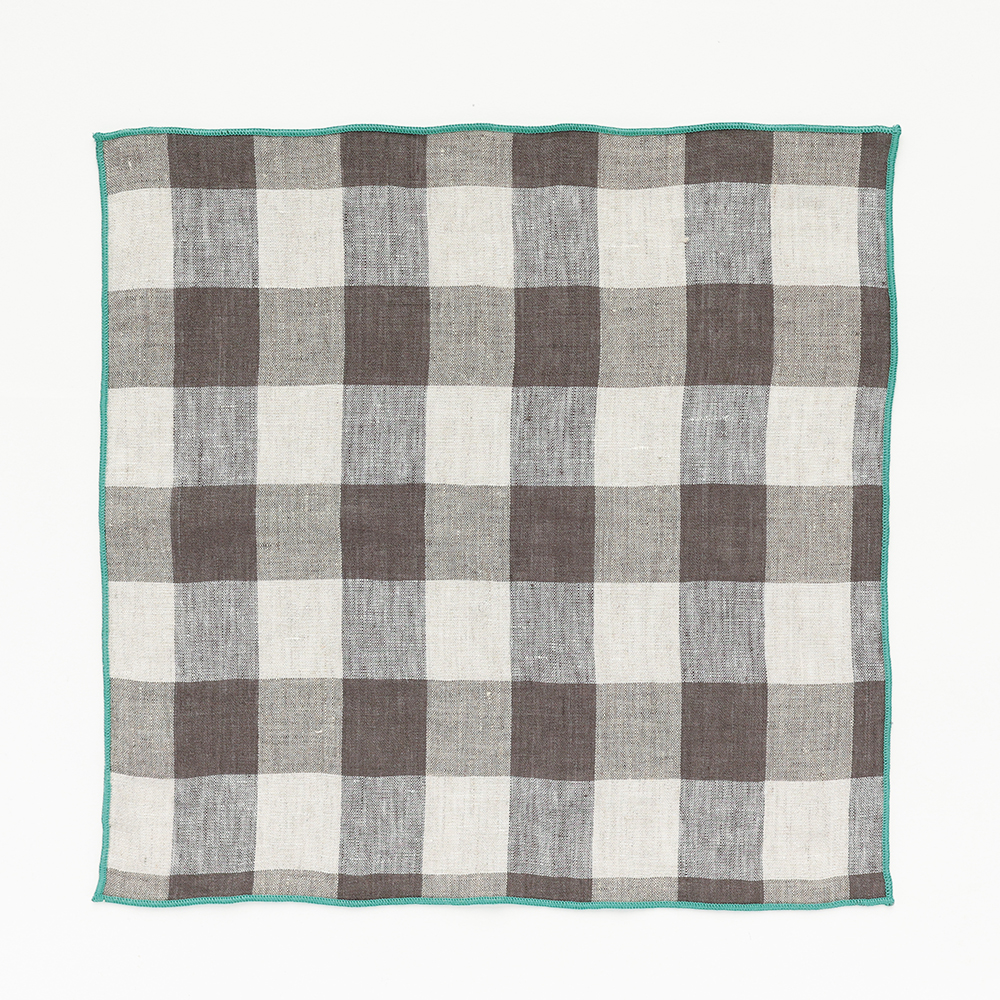 Linen Handkerchief Check BK