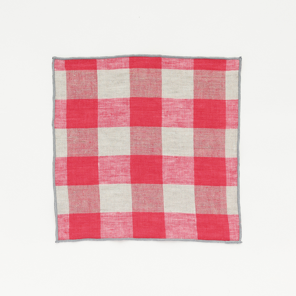 Linen Mini Handkerchief Check RD