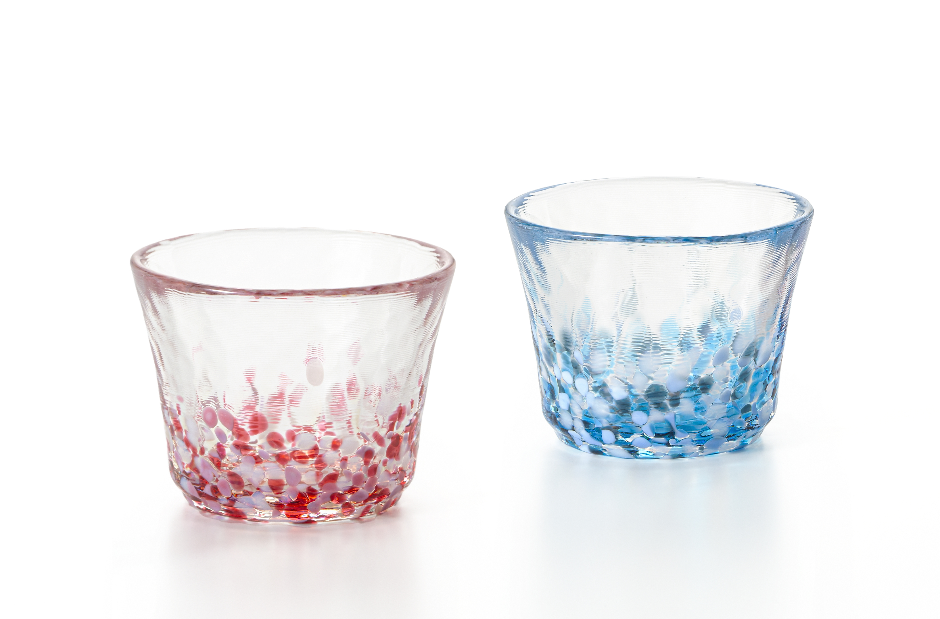 津軽びいどろ 盃ペア 小花 / 青涼