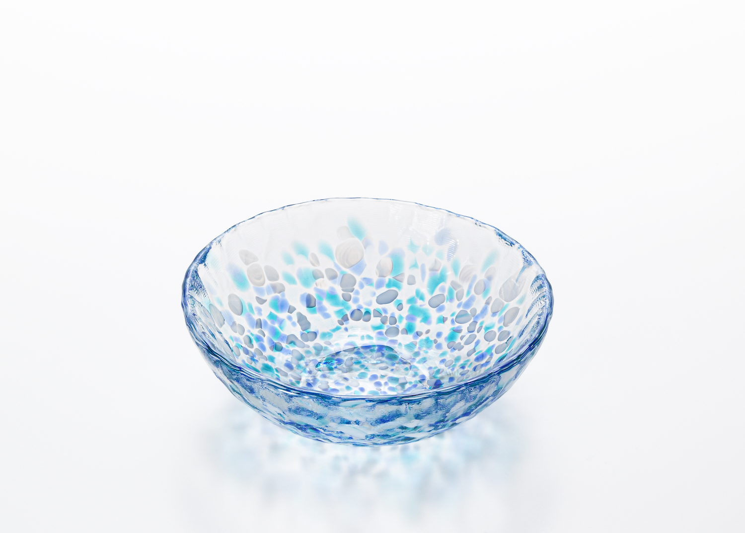 津軽びいどろ　津軽の花　浅小鉢（紫陽花）