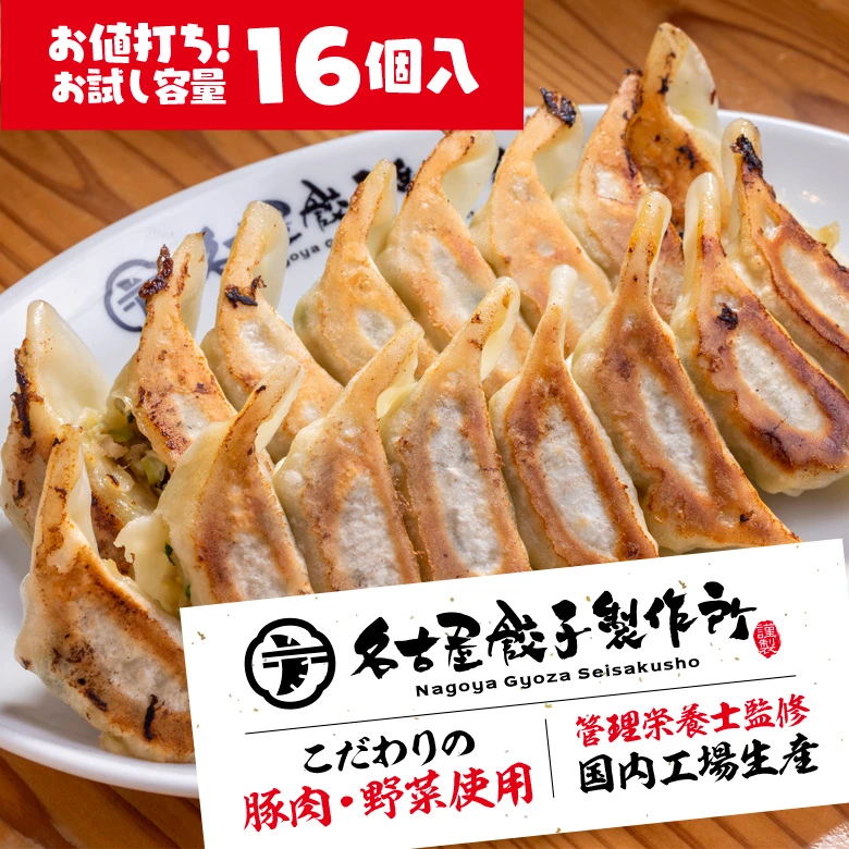 【送料無料★】名古屋餃子製作所　冷凍生餃子 にんにくあり（16個入）