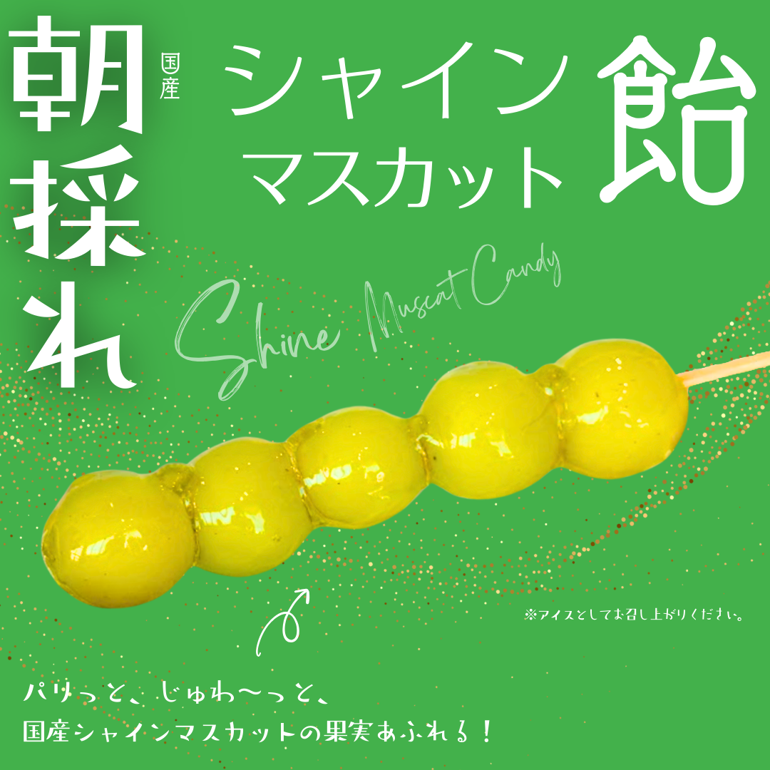 「朝採れ」シャインマスカット飴※5粒での出荷となります【自家農園のとれたて国産シャインマスカット使用】