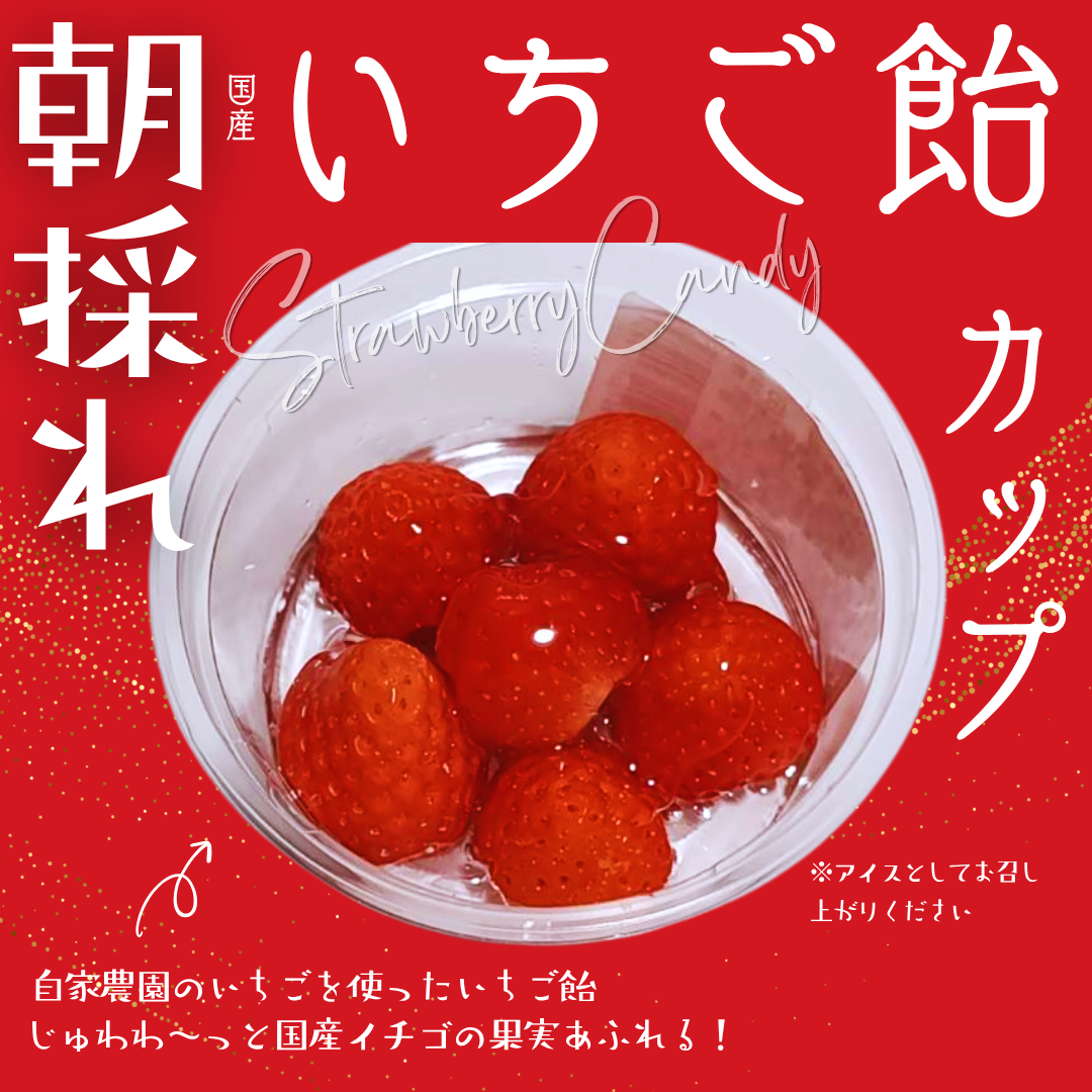 「朝採れ」いちご飴カップ【自家農園のとれたて国産イチゴ使用】