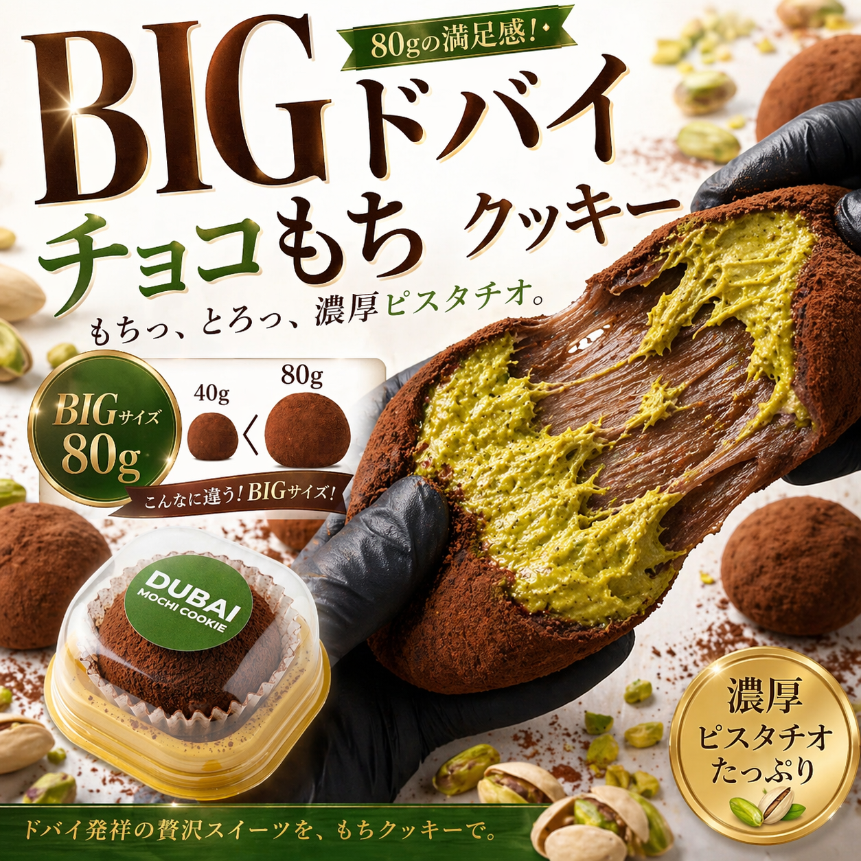 【送料無料】BIGドバイチョコもちクッキー【満足感2倍サイズ！】