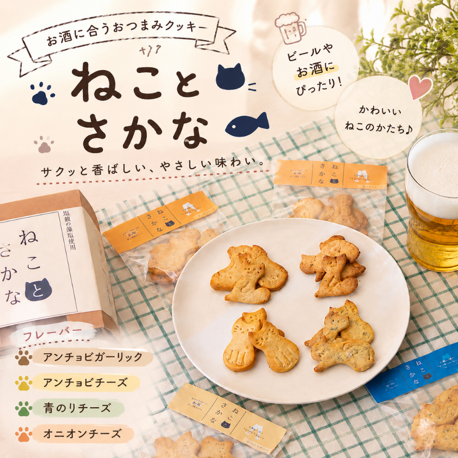 ねことさかな≪お酒に合わせるおつまみクッキー≫（常温）