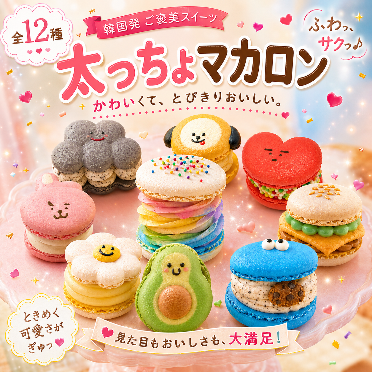 太っちょマカロン ≪韓国で大人気のトゥンカロン♪≫【味チョク限定】大満足の大きめマカロン♪