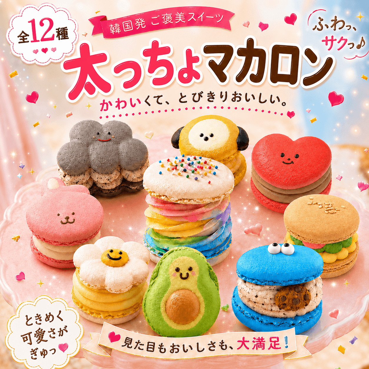 太っちょマカロン ≪韓国で大人気のトゥンカロン♪≫【味チョク限定】大満足の大きめマカロン♪