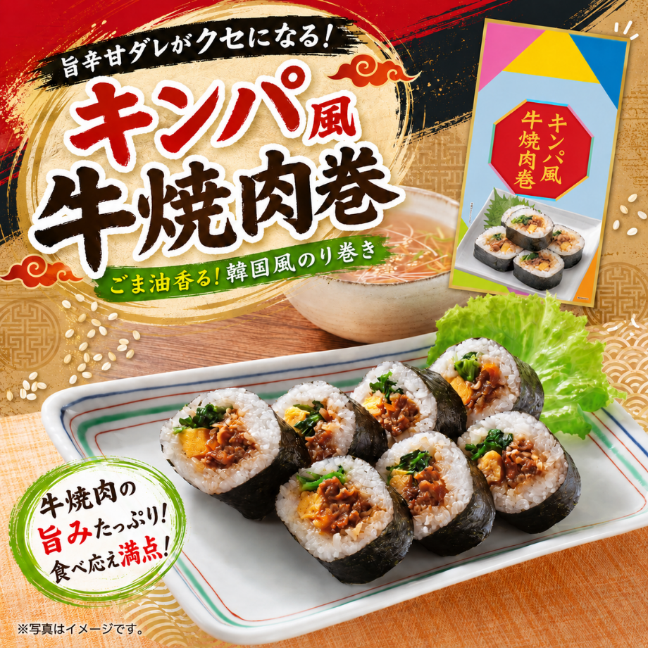 レンジでかんたん！キンパ風牛焼肉巻