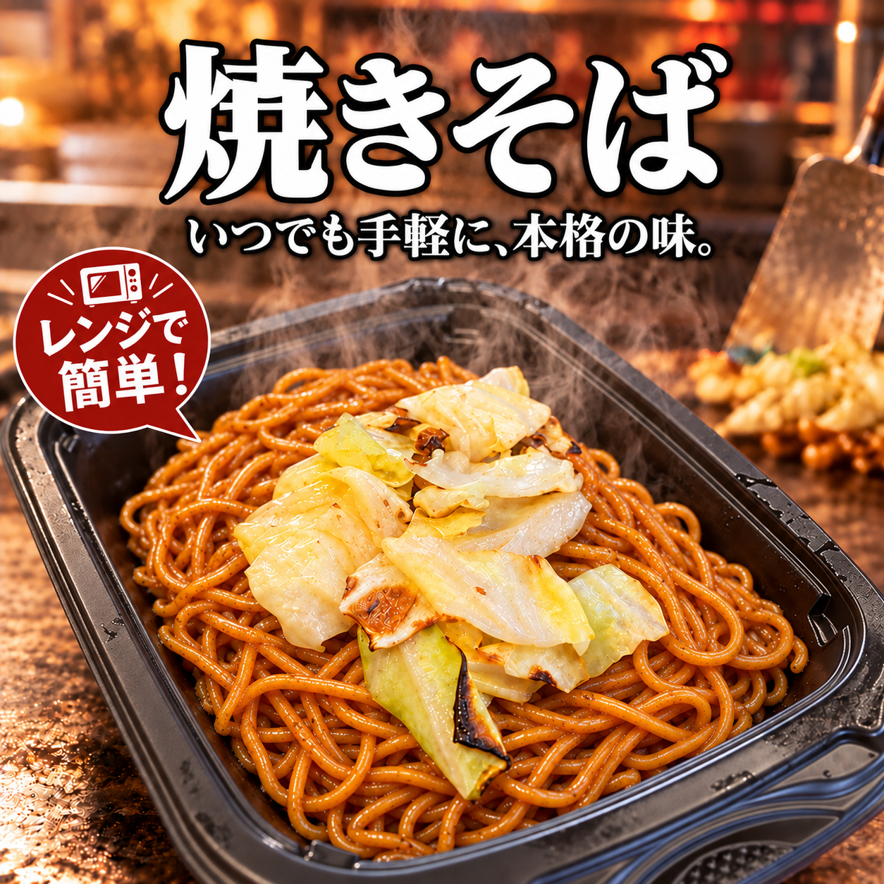 レンジでかんたん♪本格やきそば【フードトレイ＆はし付き】すぐに食べれる♪