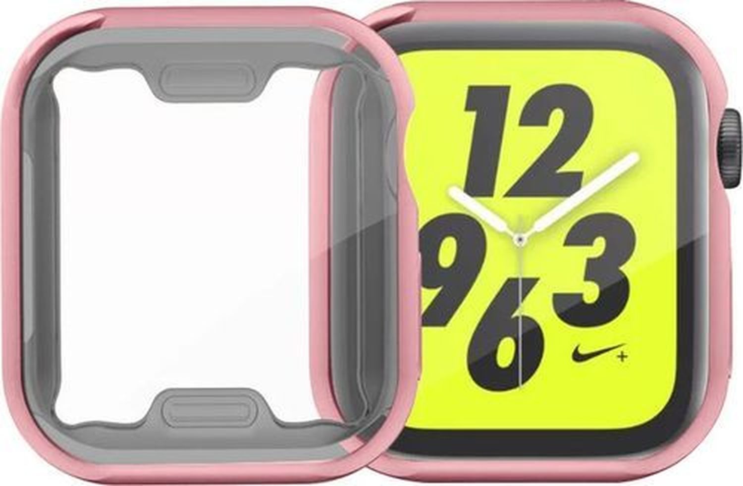 AppleWatch45/44mm用液晶全面保護メタリックソフトケース ピンク