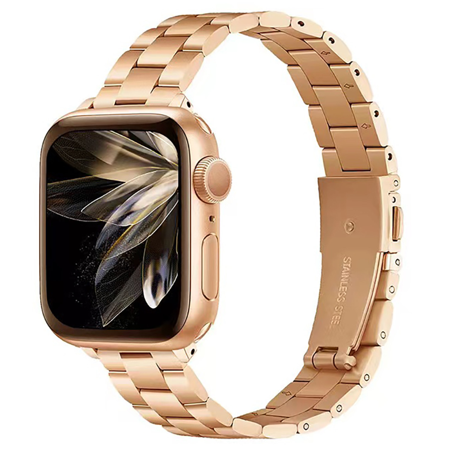 AppleWatch41/40/38mm用スリムステンレスバンド ローズゴールド