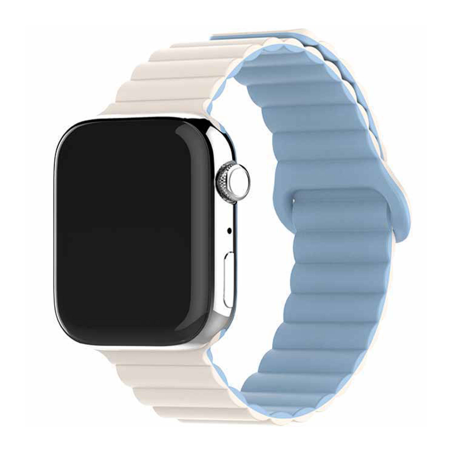 AppleWatch41/40/38mm用シリコンマグネットバンド ホワイトブルー